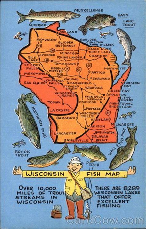 Wisconsin Fish Map | Wisconsin fishing, Wisconsin art, Wisconsin