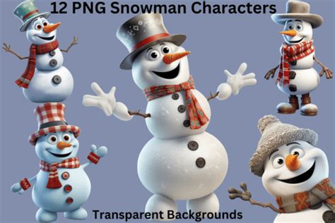 12 PNG Snowman Characters Clipart Graphic by Imagination Station · Creative Fabrica