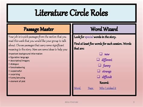 Literature Circles Overview Practicing the Roles Literature Circles