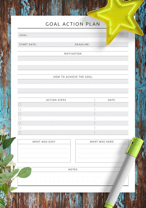 Download Printable Goal Action Plan - Original Style PDF | Goals ...