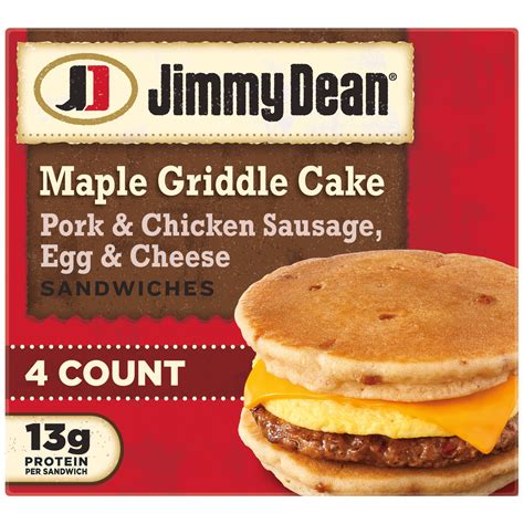 Jimmy Dean, Egg and Cheese Maple Griddle Cake Sandwich, 18.8 oz, 4 ...