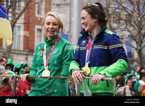 Grand Marshals Paralympic gold medal swimmer Ellen Keane (left) and ...