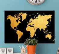 Black and Gold world map art canvas - TenStickers