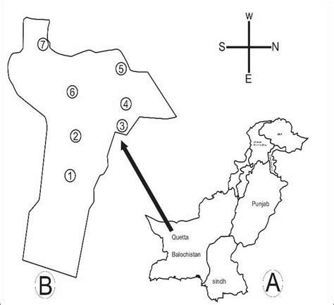 A Map of Pakistan , B Map of Quetta, Surveyed localities in Quetta ...