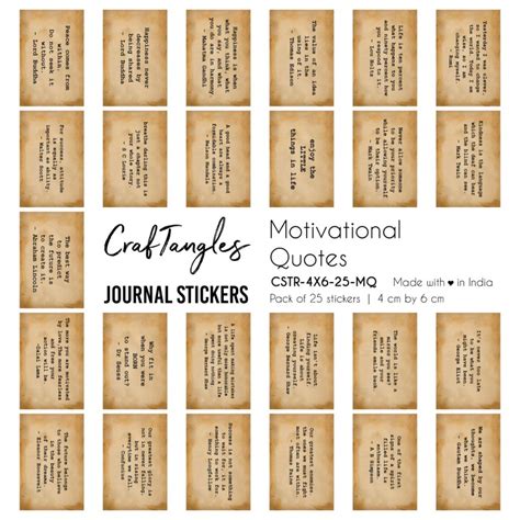 CrafTangles Journal Stickers 4 by 6 cm (Pack of 25 designs) - Motivational Quotes - CSTR-4X6-25 ...