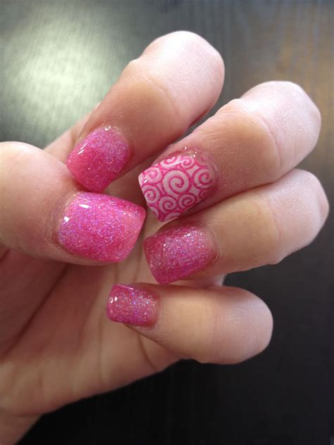 Pink acrylic, swirls, nail art | Pink nail art, Cute nails, Cute nail designs