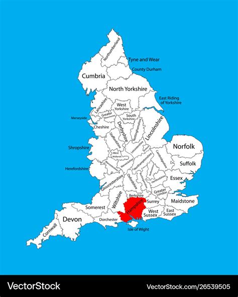 Map hampshire south east england united kingdom Vector Image