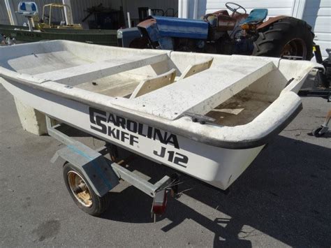 1995 Carolina Skiff J12 12' Fiberglass Skiff, Seats, w/Landcraft Galv ...