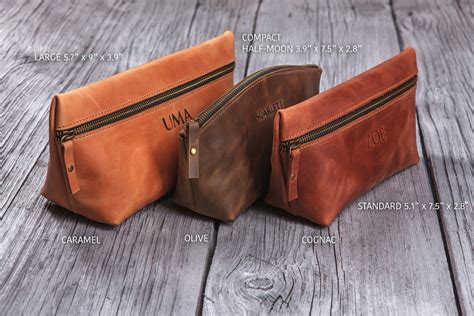 Leather Makeup Bag Personalized Cosmetic Bag Bridesmaid - Etsy