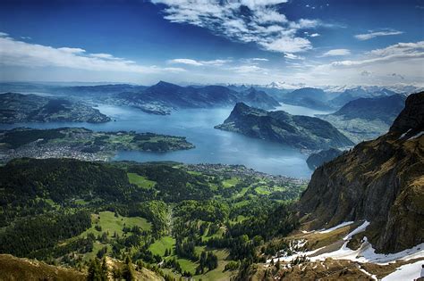 Wallpaper Switzerland Lake Lucerne Nature mountain Sky 2048x1365