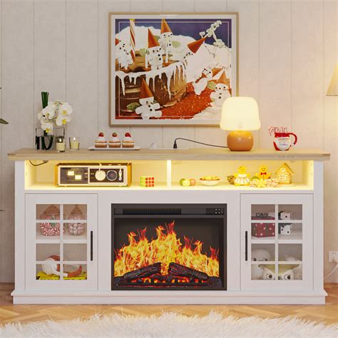 Ivy Bronx Hollmon Fireplace TV Stand with Power Outlet and LED Light ...