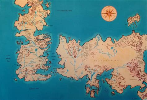 Game of Throns Song of Ice and Fire Map Classic Vintage Retro Kraft Decorative Poster Maps Home ...