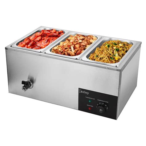 ZOKOP 6.9Qt 3-Pan Commercial Electric Food Warmer Stainless Steel Buffet Bain Marie Food Warmer ...