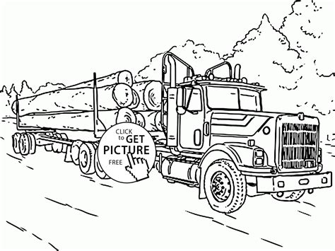 Log Truck coloring page for kids, transportation coloring pages printables free - Wuppsy.com ...