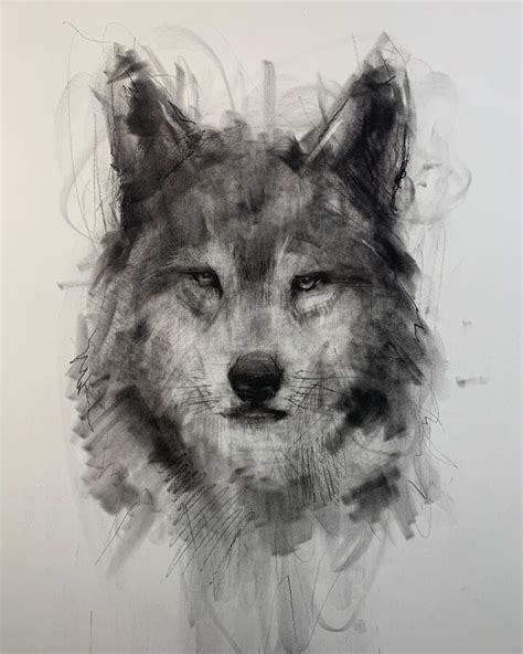 Beautiful Charcoal Wolf Portrait