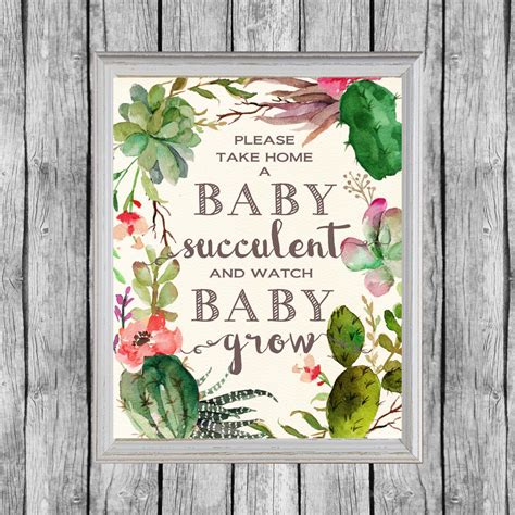 Succulent Baby Shower Favors Sign 8x10, Digital File, Instant Download ...