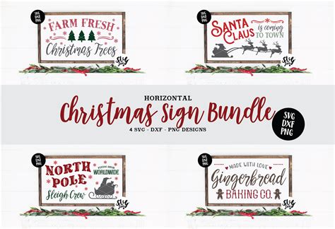 Horizontal Christmas Sign SVG Bundle, DXF PNG By SVGFOX | TheHungryJPEG