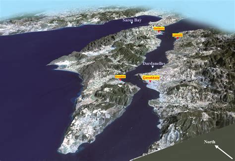 The Dardanelles Oblique Map - canakkale • mappery