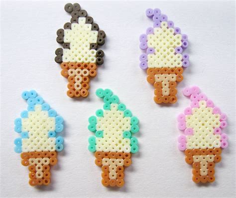 Ice Cream Cones | Perler bead art, Perler beads designs, Diy perler beads