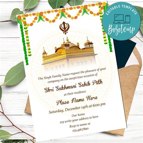 Sukhmani sahib path Invitation Customizable Template Instant Download ...