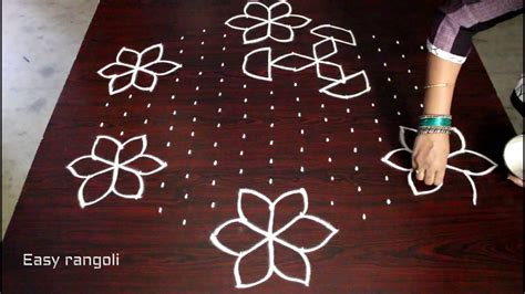 Easy Flower Rangoli Designs With Dots | Best Flower Site