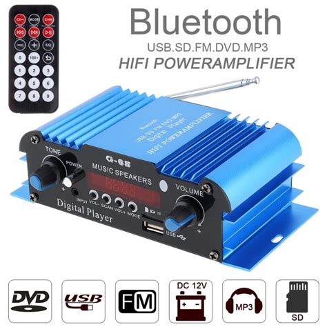 12VDC HI FI Bluetooth Car Audio Power Amplifier FM Radio Player Support SD USB DVD MP3 with ...