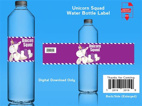Printable Water Bottle Labels Unicorn Face Rainbow Bi - vrogue.co