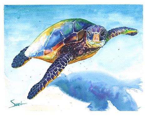 WATERCOLOR TURTLE PRINT arte de la vida marina impresión de | Etsy ...