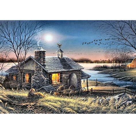 Moonlight Lake House 5D Diamond Painting - 5diamondpainting.com – Five ...