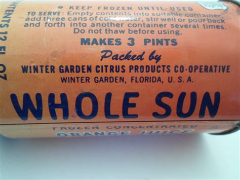 Vintage Advertising Whole Sun Frozen Orange Juice Tin Can Original 1950 ...