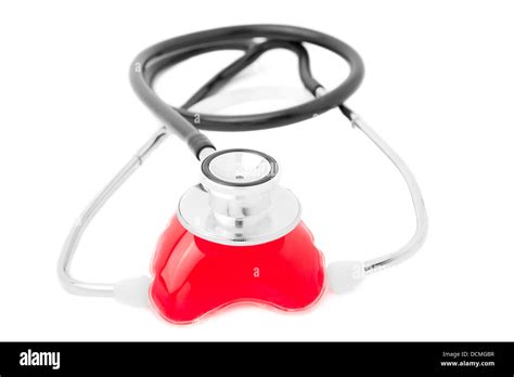 Heart and stethoscope isolated on white background Stock Photo - Alamy