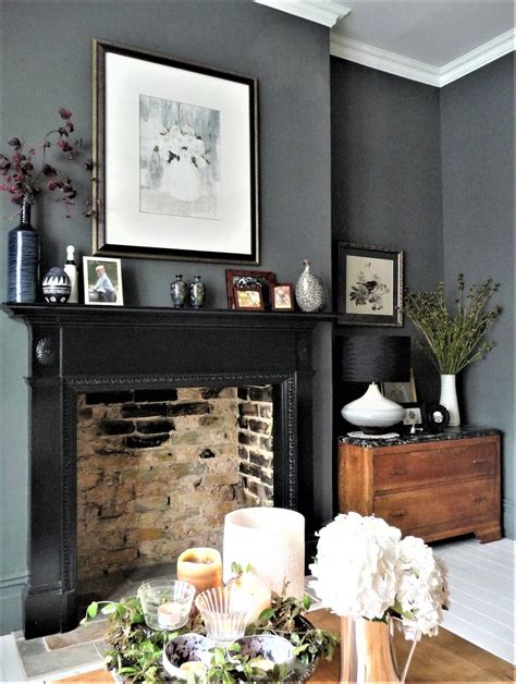 Dark grey walls, victorian terrace lounge | Living room grey, Dark grey living room, Living room ...