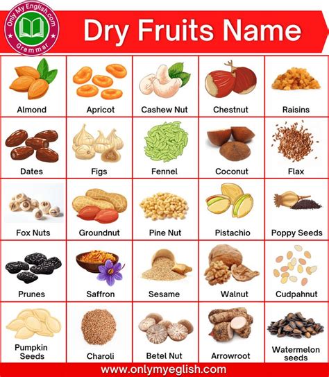 List of 20+ Dry Fruits Names in English with Images