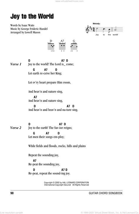 Isaac Watts: Joy To The World sheet music for guitar (chords)