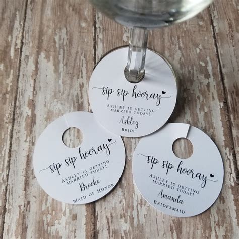 Bridal Party Wine Glass Tags Wine Tags Wedding Day Bridal - Etsy