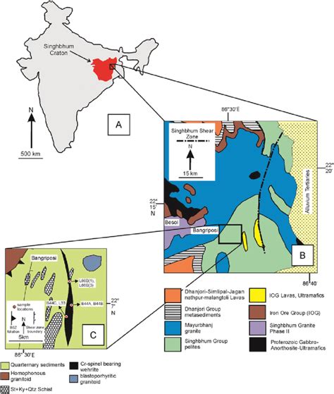 (A) Generalized map of India with the Singhbhum Craton highlighted by... | Download Scientific ...