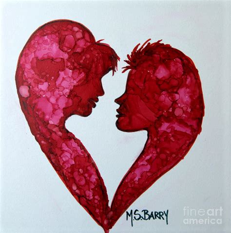 Two Hearts Beat as One Female Painting by Maria Barry | Fine Art America