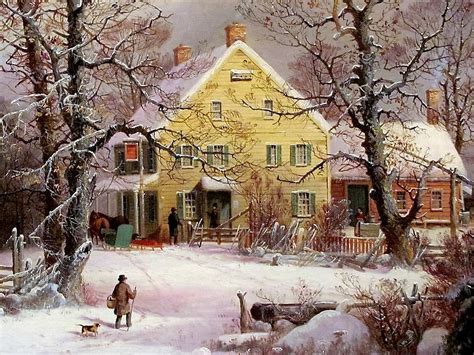 Winter Snow Scene Painting by Currier and Ives - Pixels