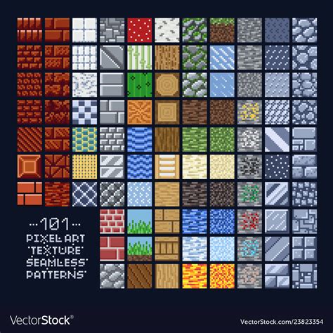 Pixel art style set of different 16x16 texture pattern sprites - stone ...