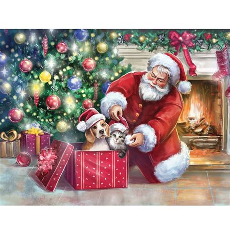 5D Diamond Painting Santa Claus Presents Dogs on Christmas Paint with Diamonds Art Crystal Craft ...