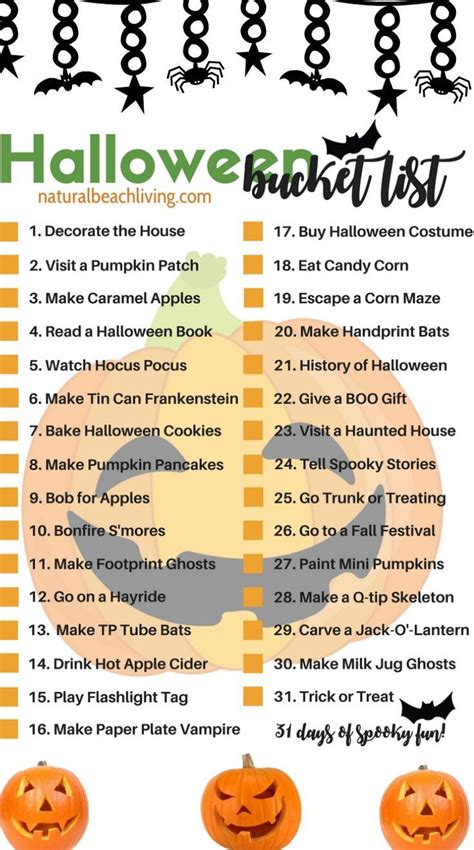 31 Halloween Bucket List Ideas - Free Printable Bucket List - Natural Beach Living | Halloween ...