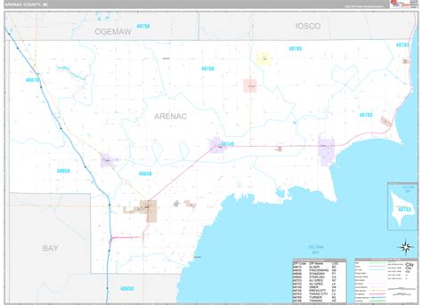 Arenac County, MI Wall Map Premium Style by MarketMAPS