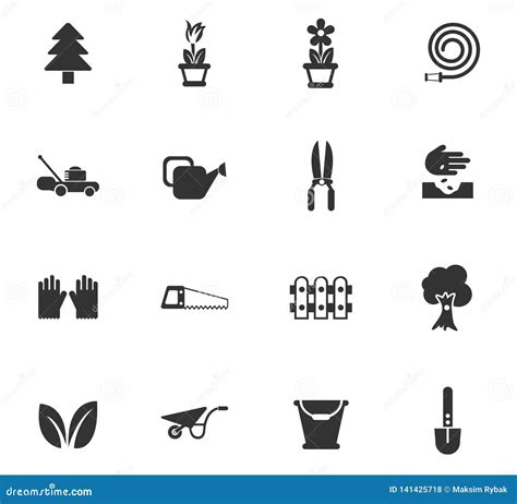 Landscape design icon set stock vector. Illustration of vector - 141425718