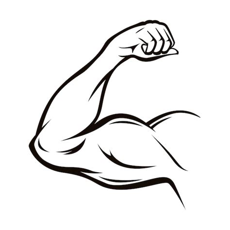 Premium Vector | Black Thin Line Strong Male Arm Workout Pose Symbol of Power and Muscle. Vector ...