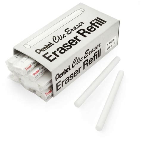 Pentel Clic Stick Eraser Rubber Refills - White - Pack of 12 - 24 ...