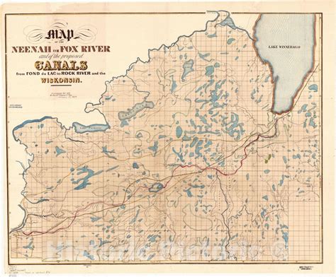 Map : Fox River, Wisconsin 1839, Map of the Neenah or Fox River and the ...