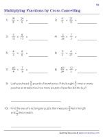 Multiplying Fractions by Cross Cancelling Worksheets