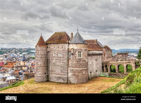 Castle of city Dieppe, Normandy, France (with HDR effect Stock Photo ...