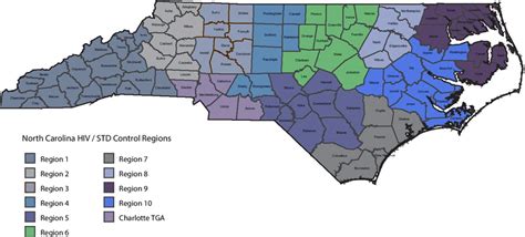 North Carolina Prevention and Care Services Regions. Legend: Map ...