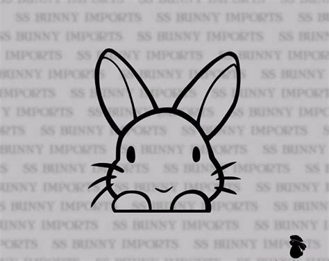 Peeking head tilt bunny decal sticker; rabbit car sticker/ laptop decal ...